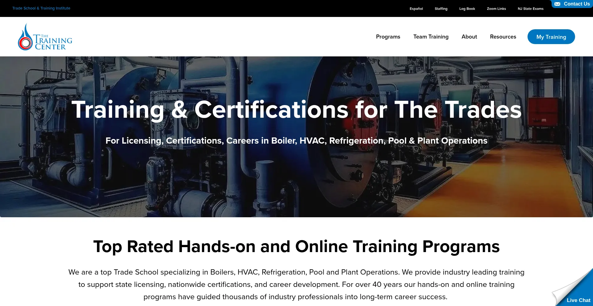 Website screenshot of Thetrainingcenter.com