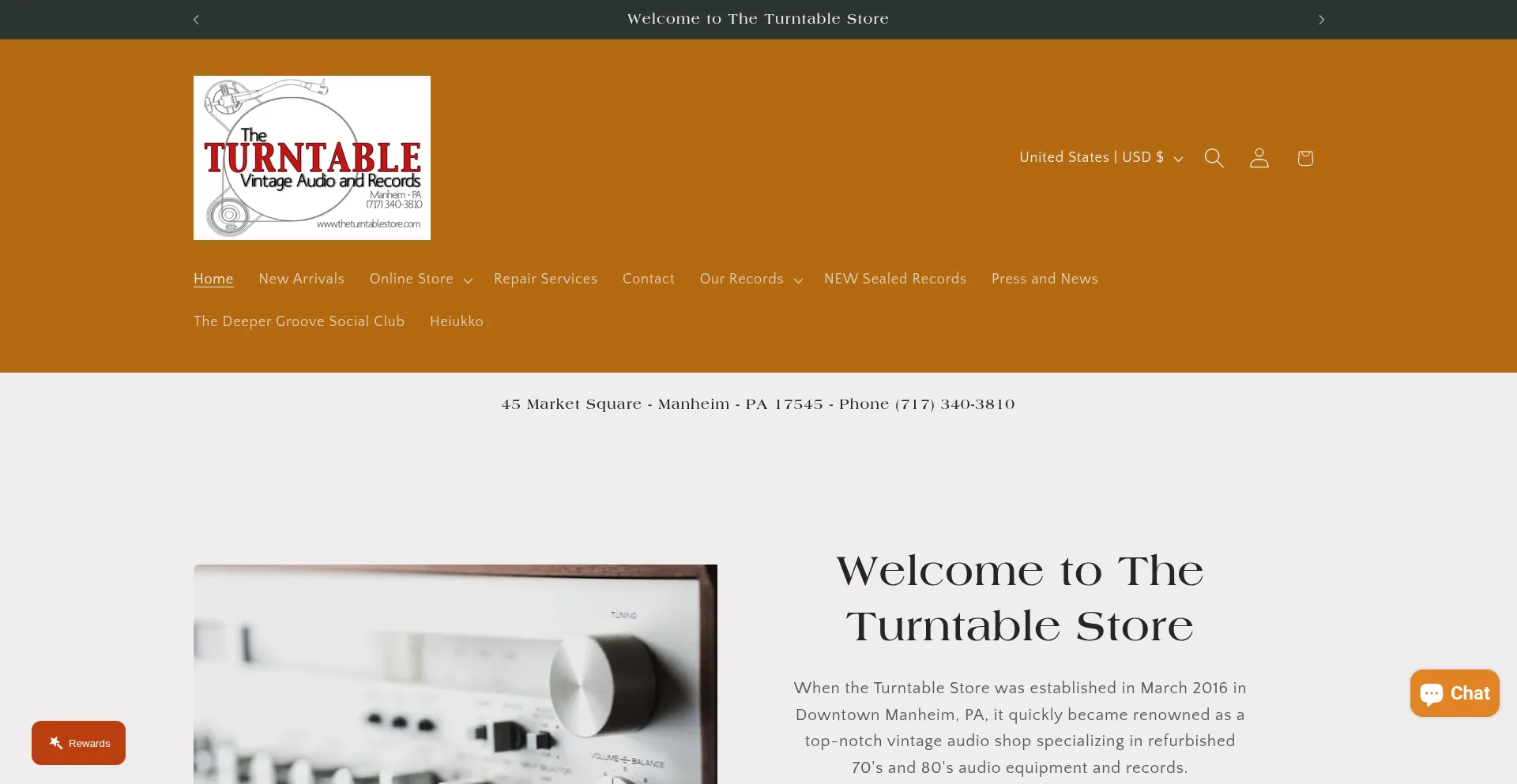 Website screenshot of Theturntablestore.com