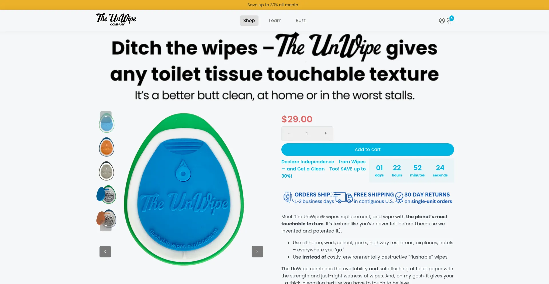 Website screenshot of Theunwipe.com