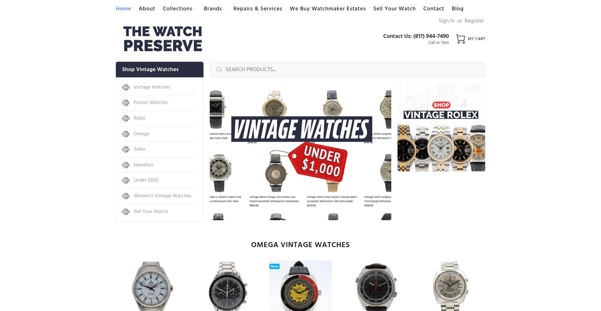 Website screenshot of Thewatchpreserve.com