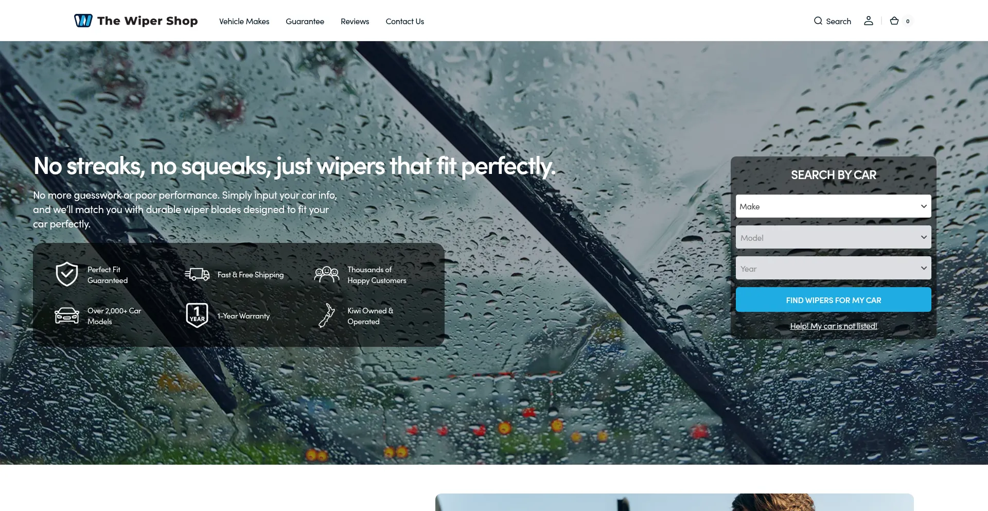 Website screenshot of Thewipershop.co.nz