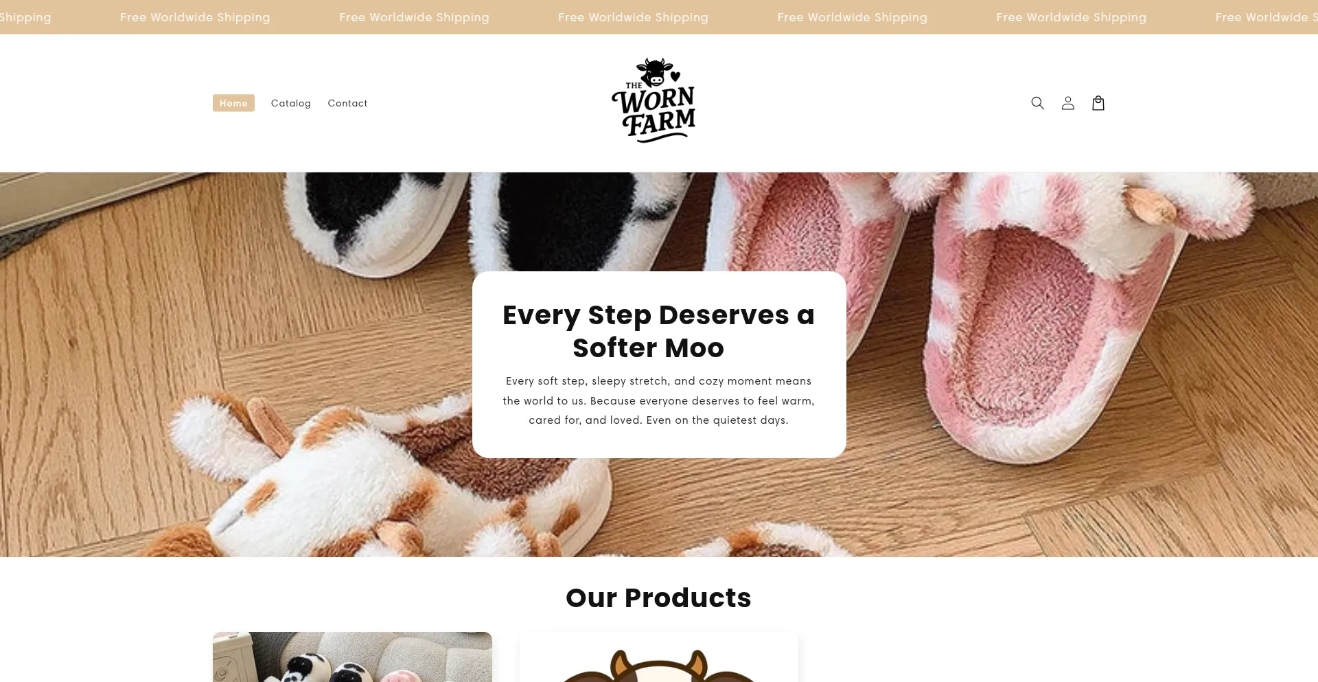 Website screenshot of Thewornfarm.com