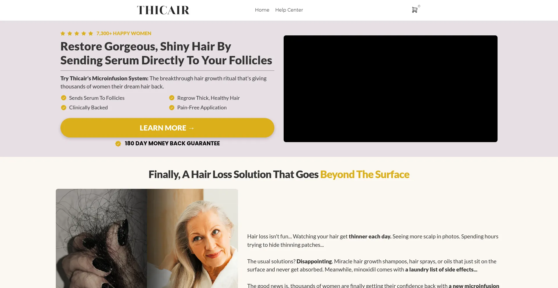 Website screenshot of Thicair.com