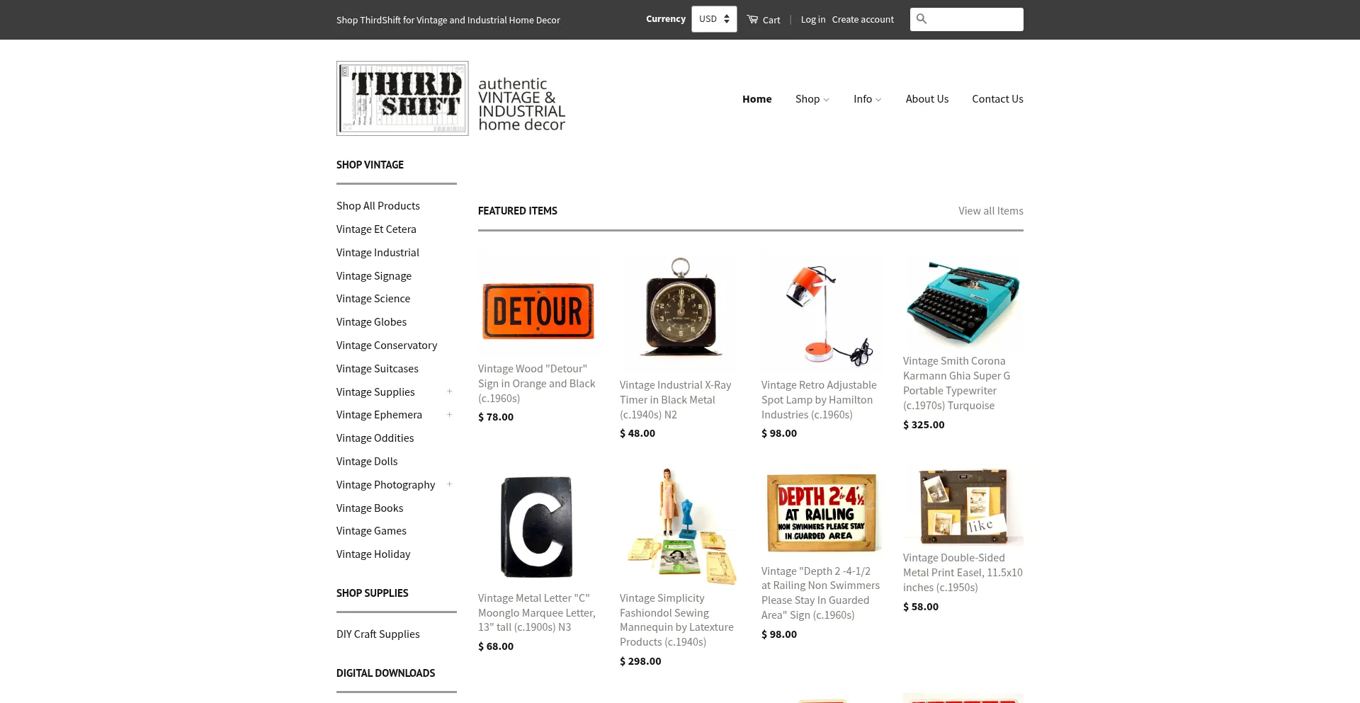 Website screenshot of Thirdshiftvintage.com