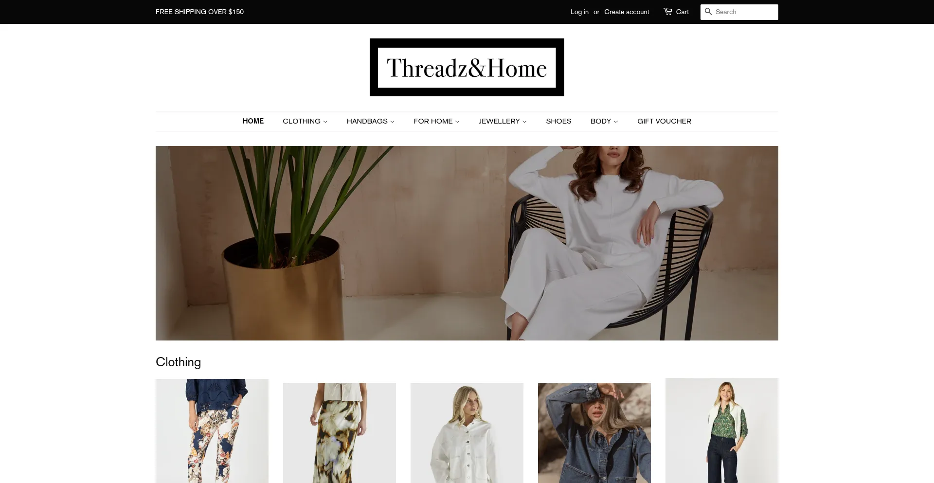 Website screenshot of Threadzandhome.com