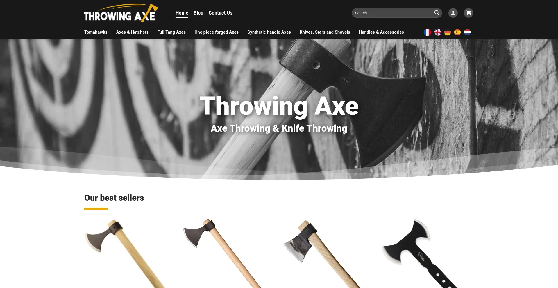 Website screenshot of Throwingaxe.com