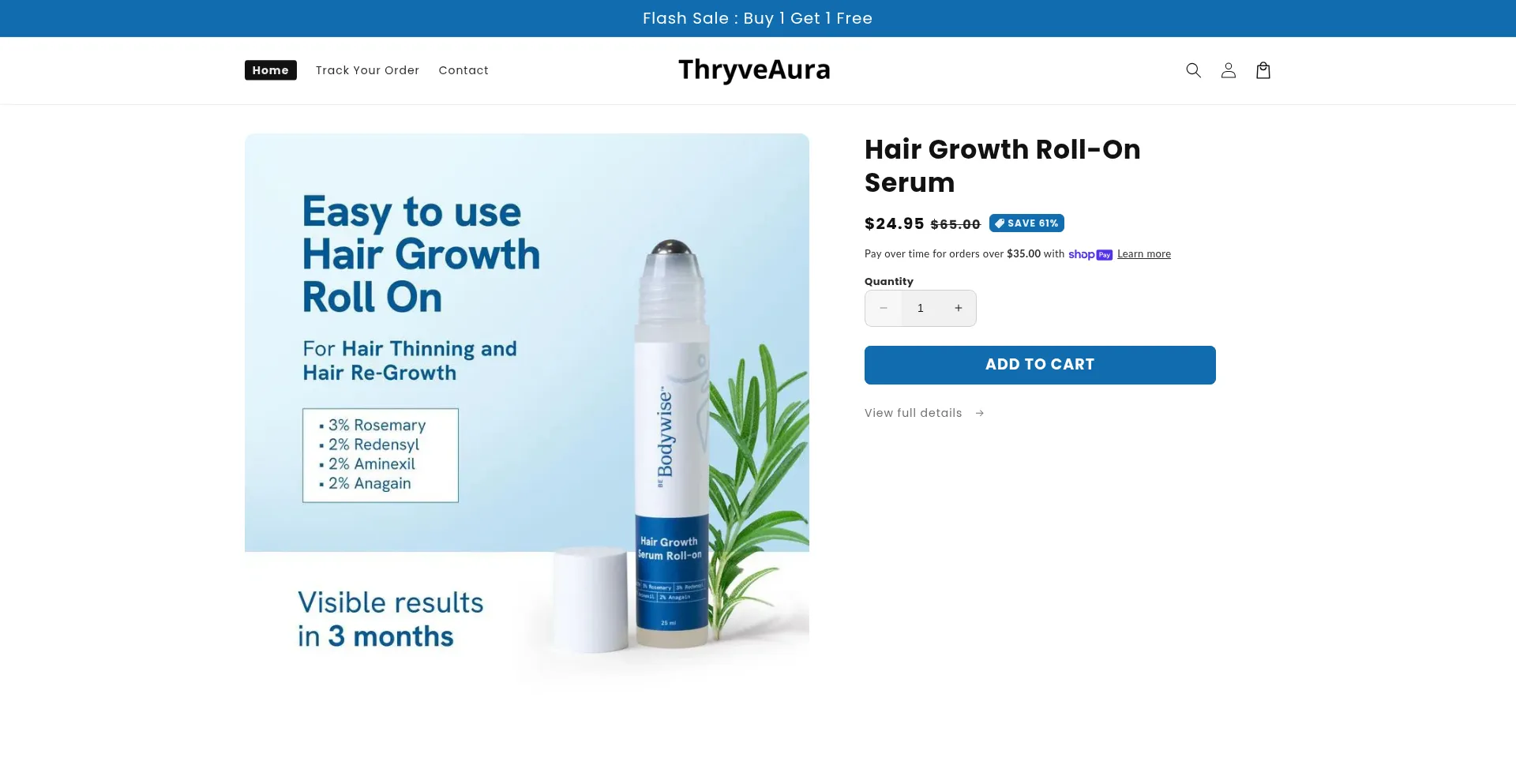 Website screenshot of Thryveaura.com