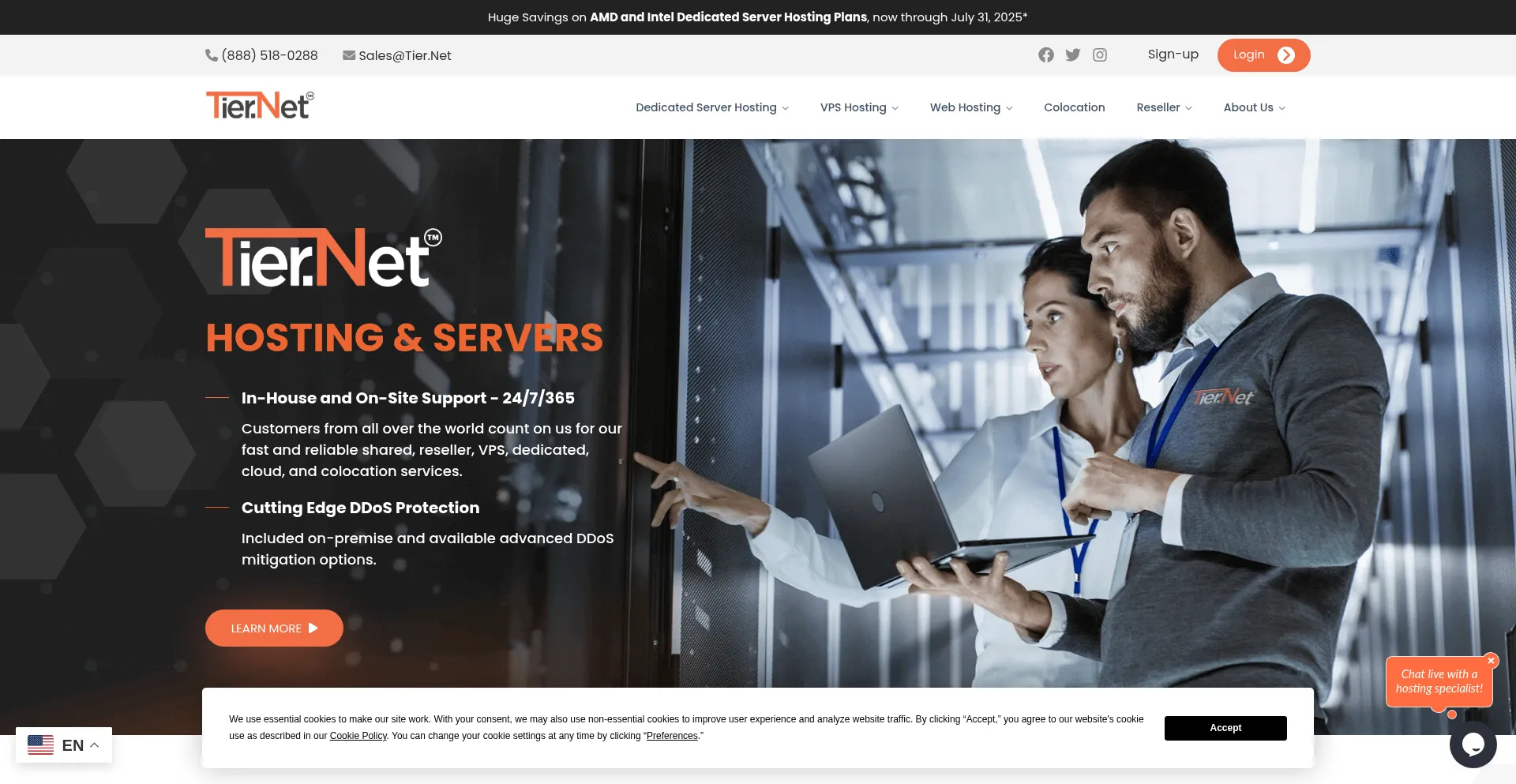 Website screenshot of Tier.net