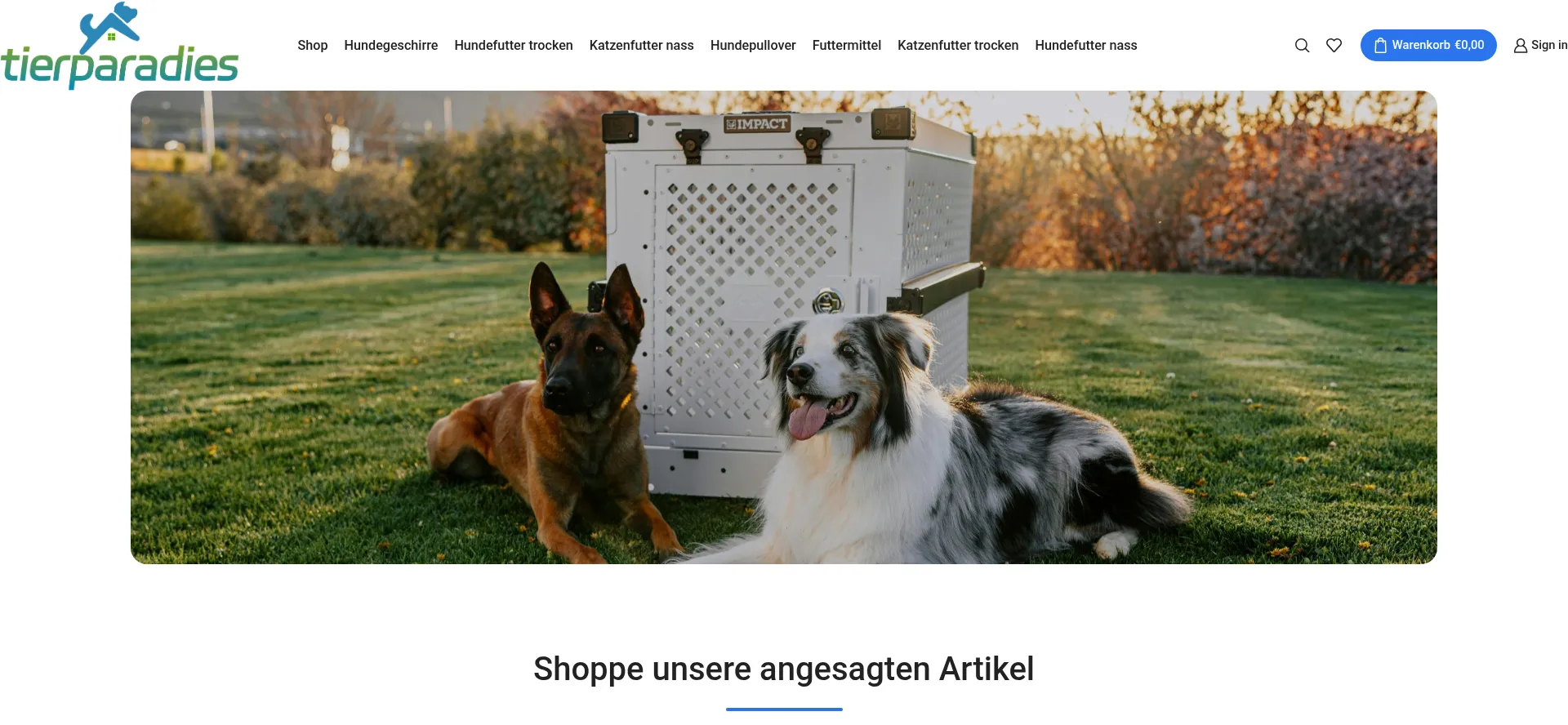 Website screenshot of Tierparadies-de.com
