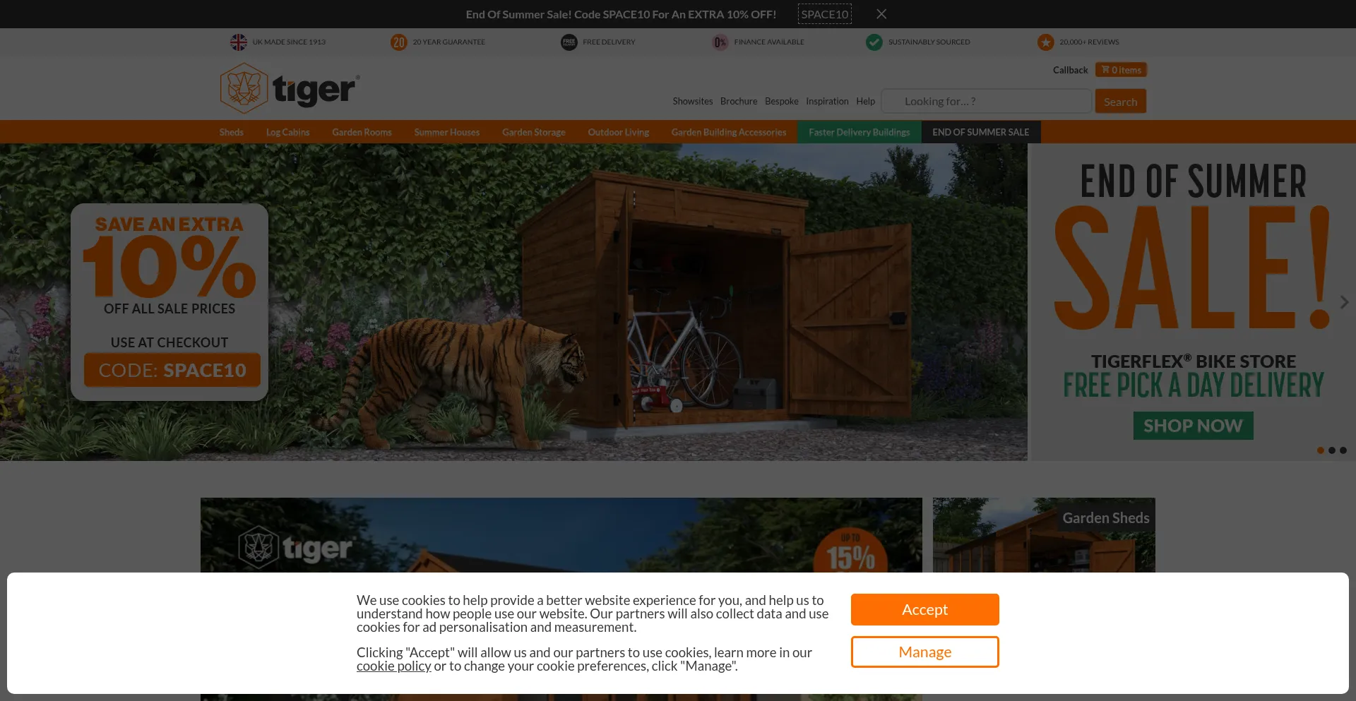Tigersheds.com Screenshot