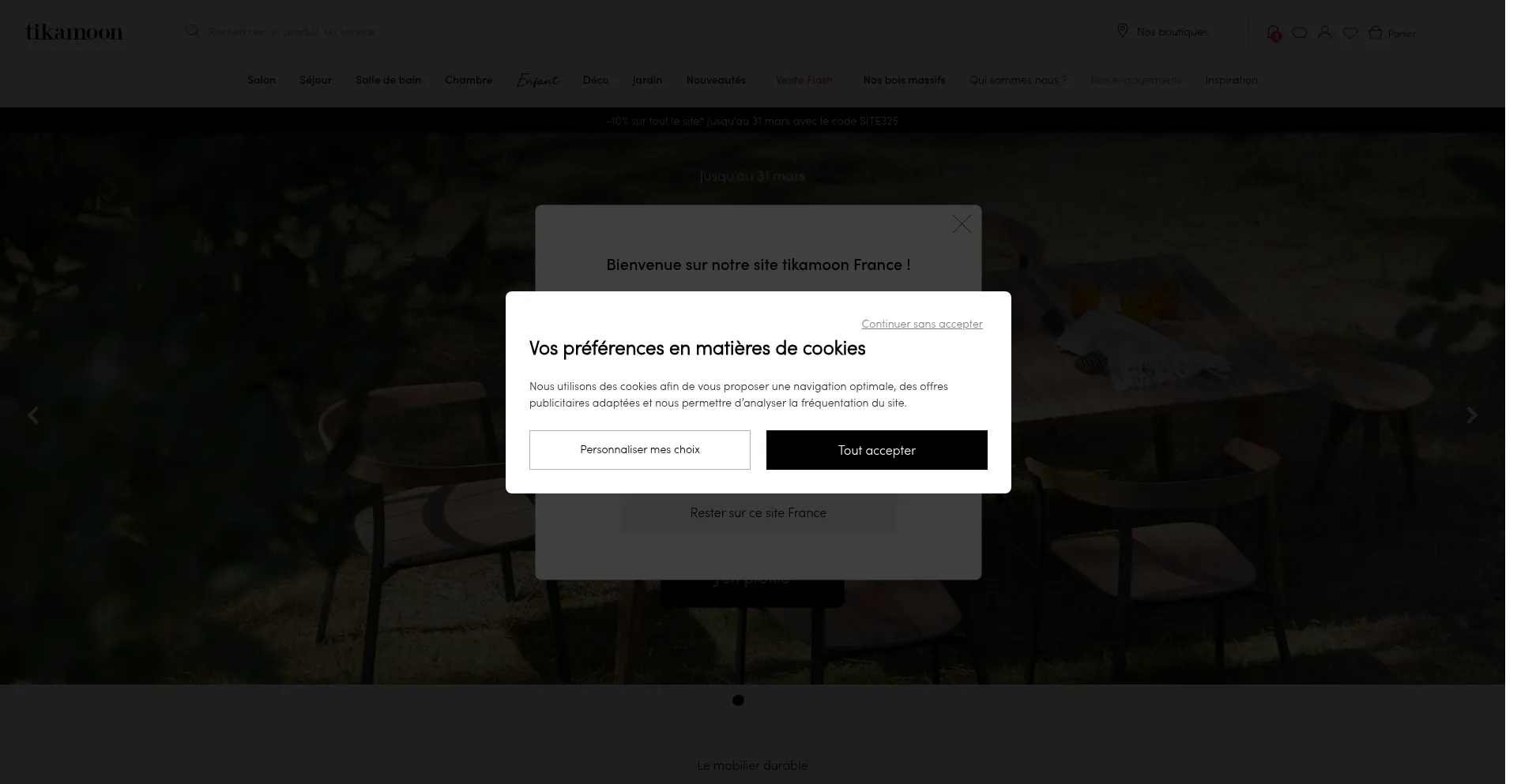 Website screenshot of Tikamoon.com
