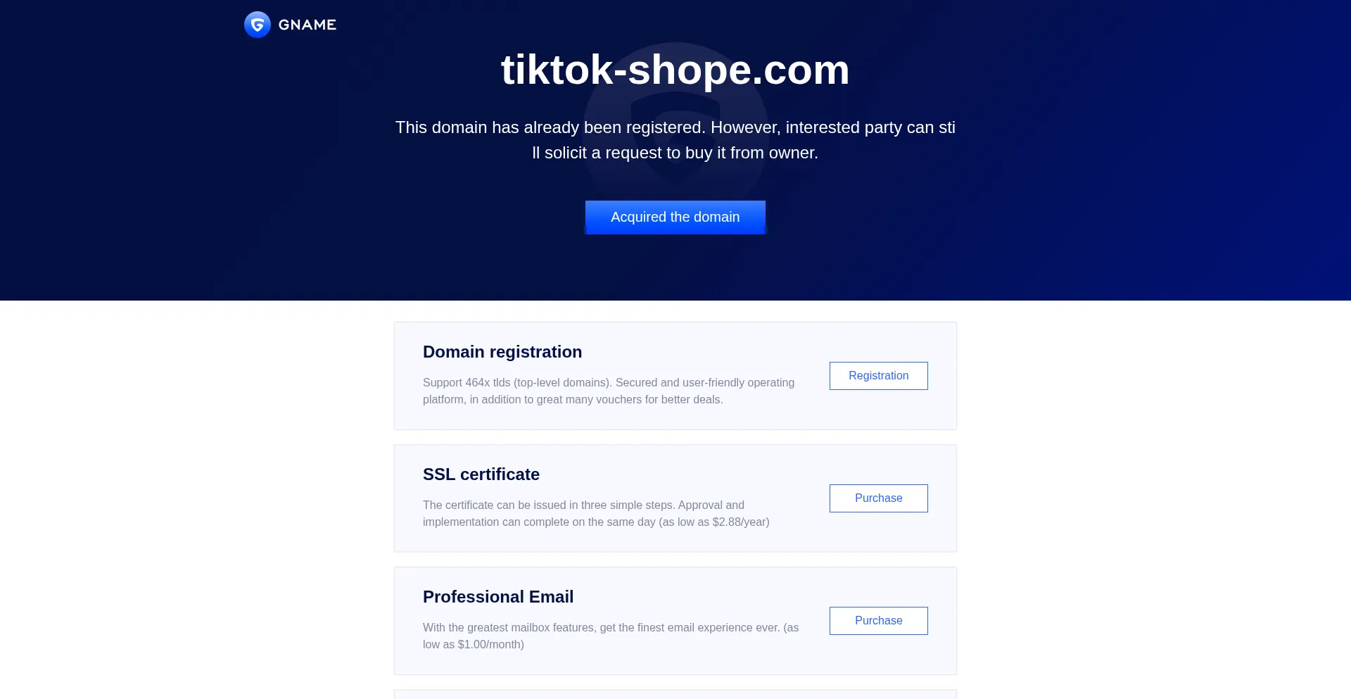 Website screenshot of Tiktok-shope.com