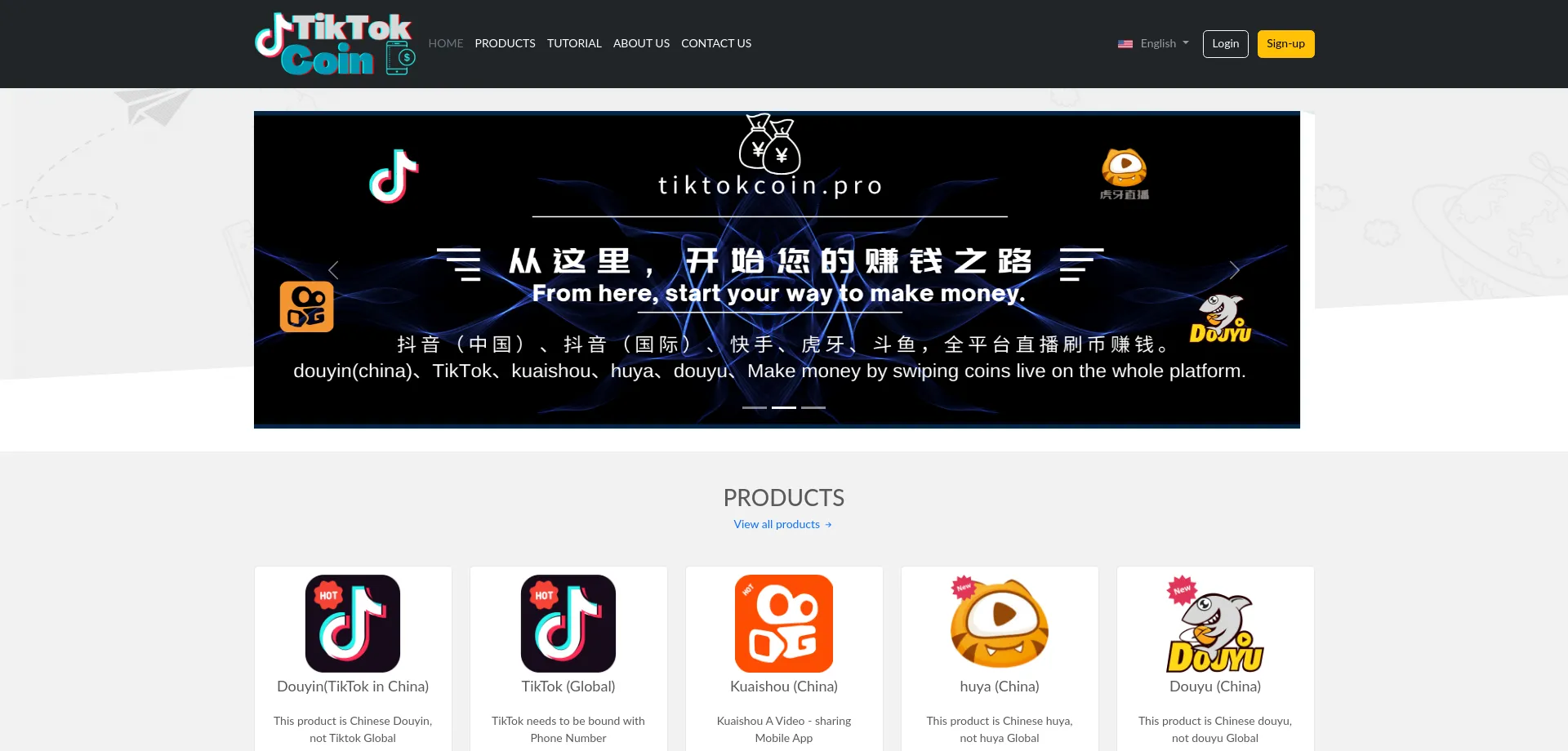 Website screenshot of Tiktokcoin.pro