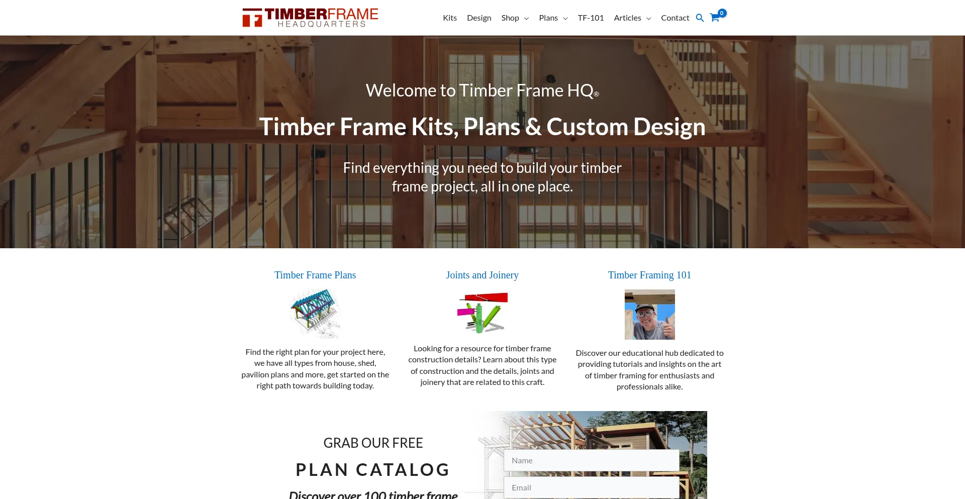 Website screenshot of Timberframehq.com