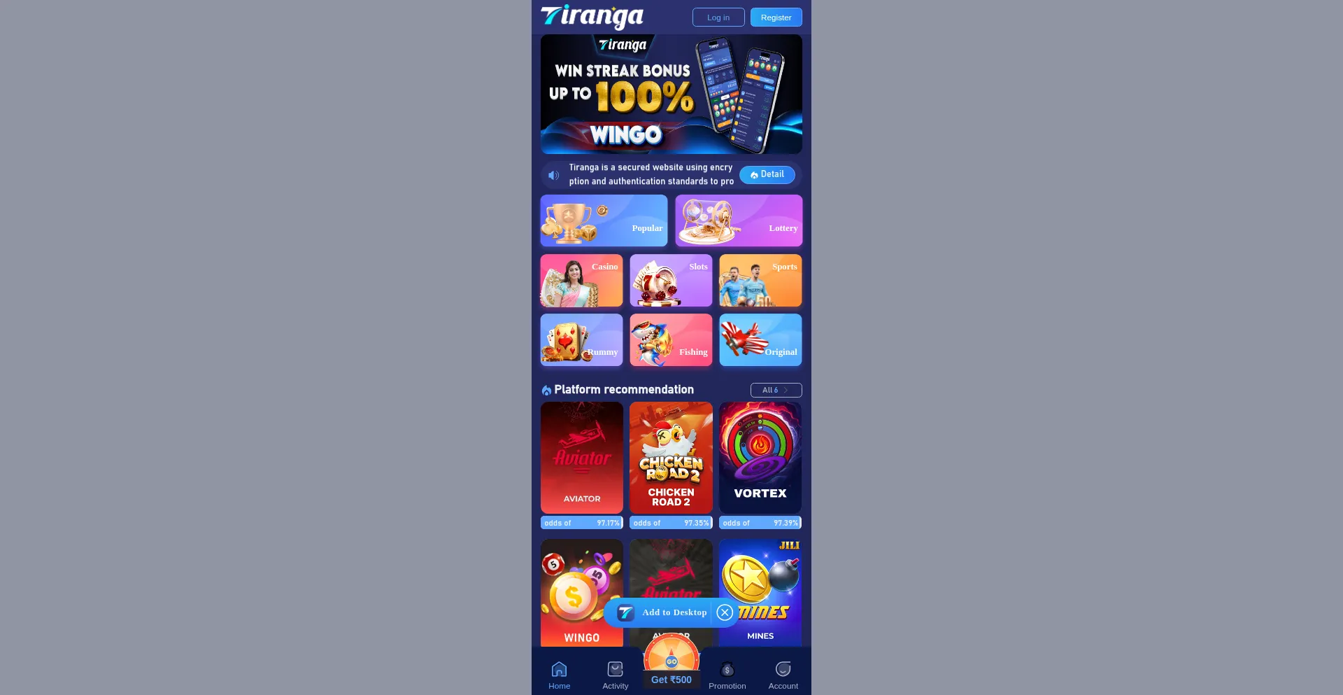 Tirangagame.cash