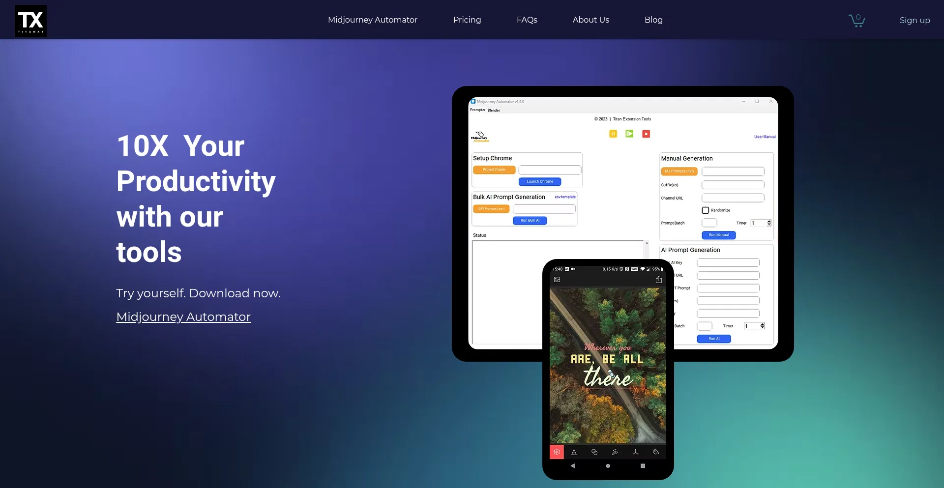 Website screenshot of Titanxt.io