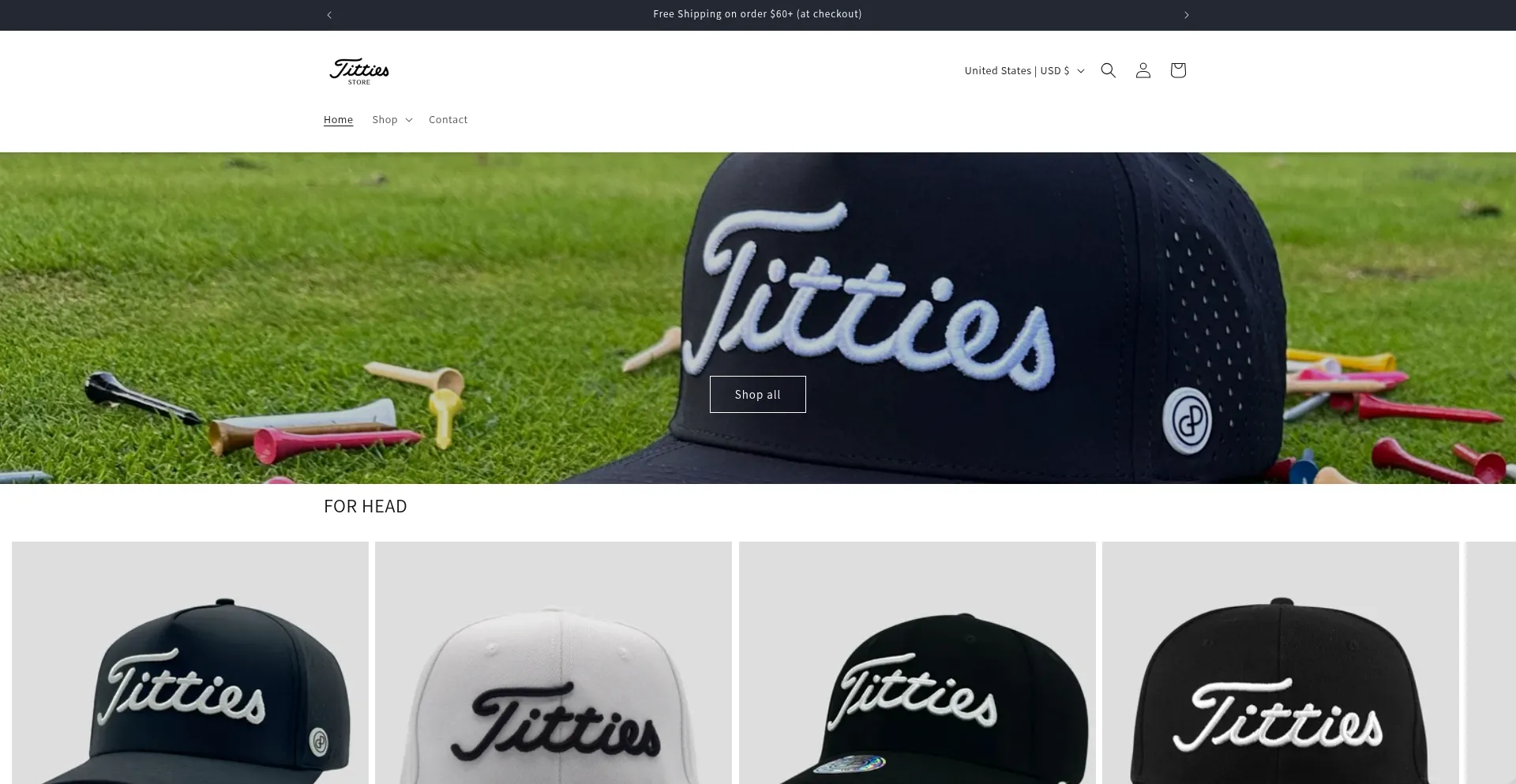 Website screenshot of Tittiesstore.com