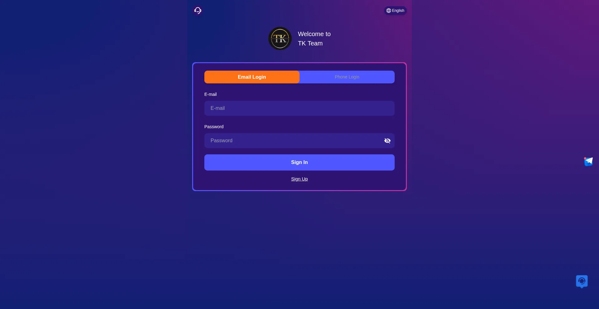 Website screenshot of Tkteam.cc