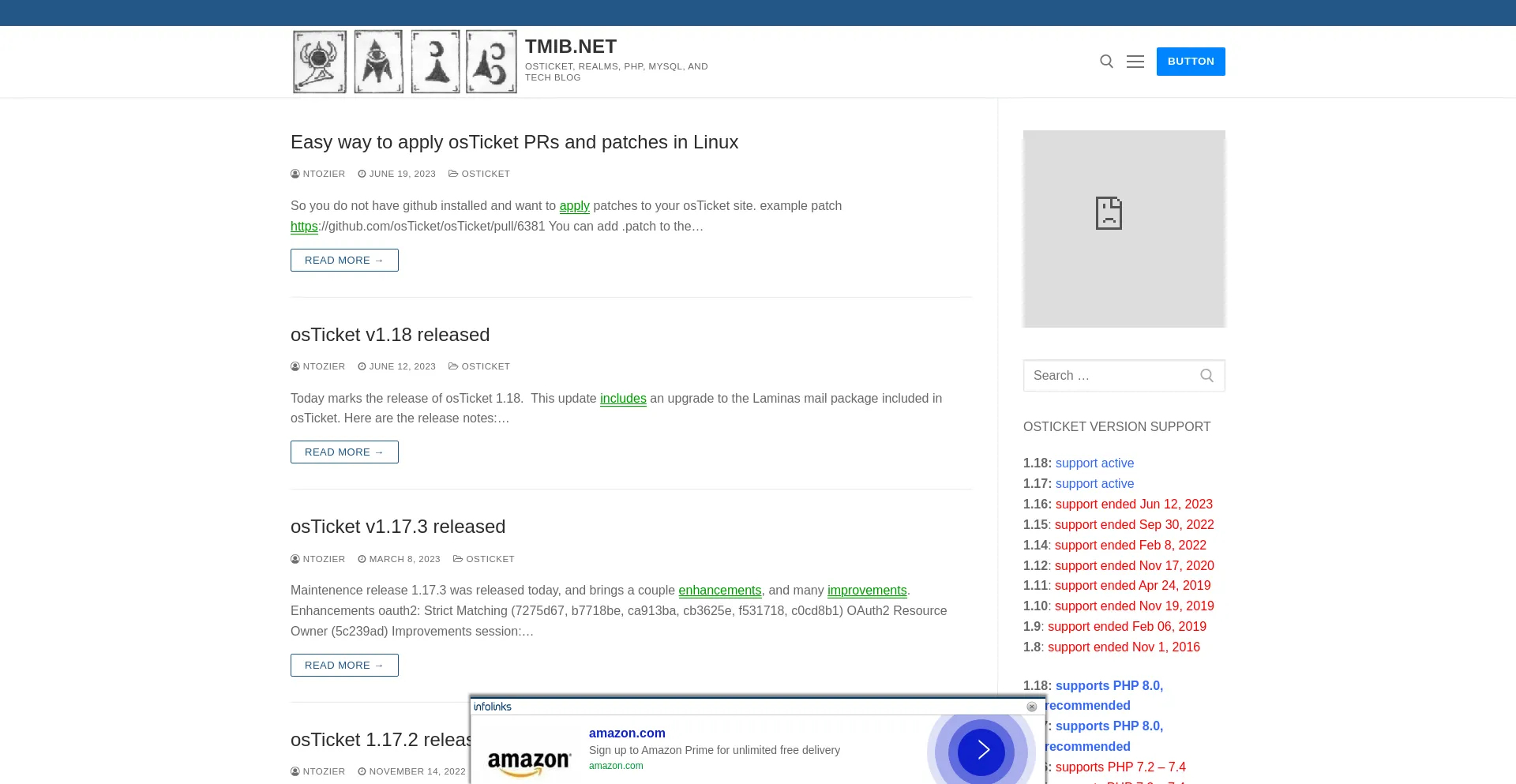Website screenshot of Tmib.net