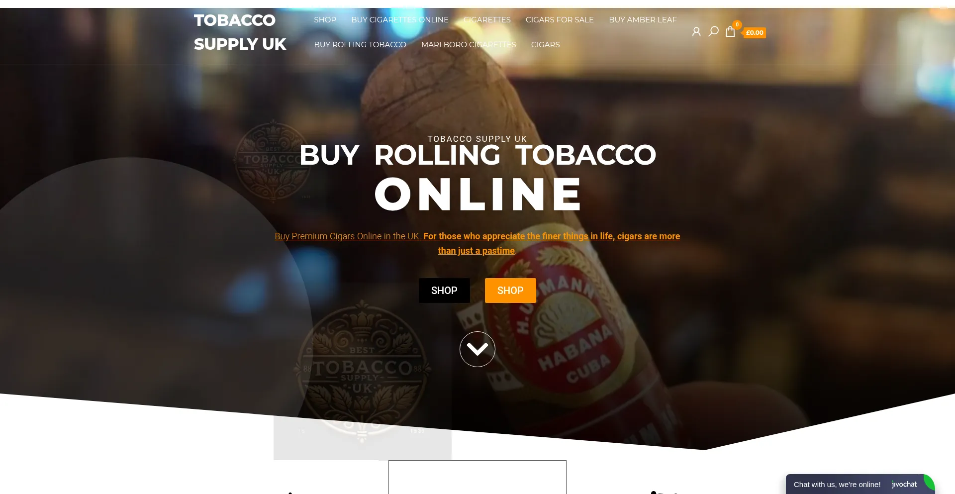 Website screenshot of Tobaccosupplyuk.com