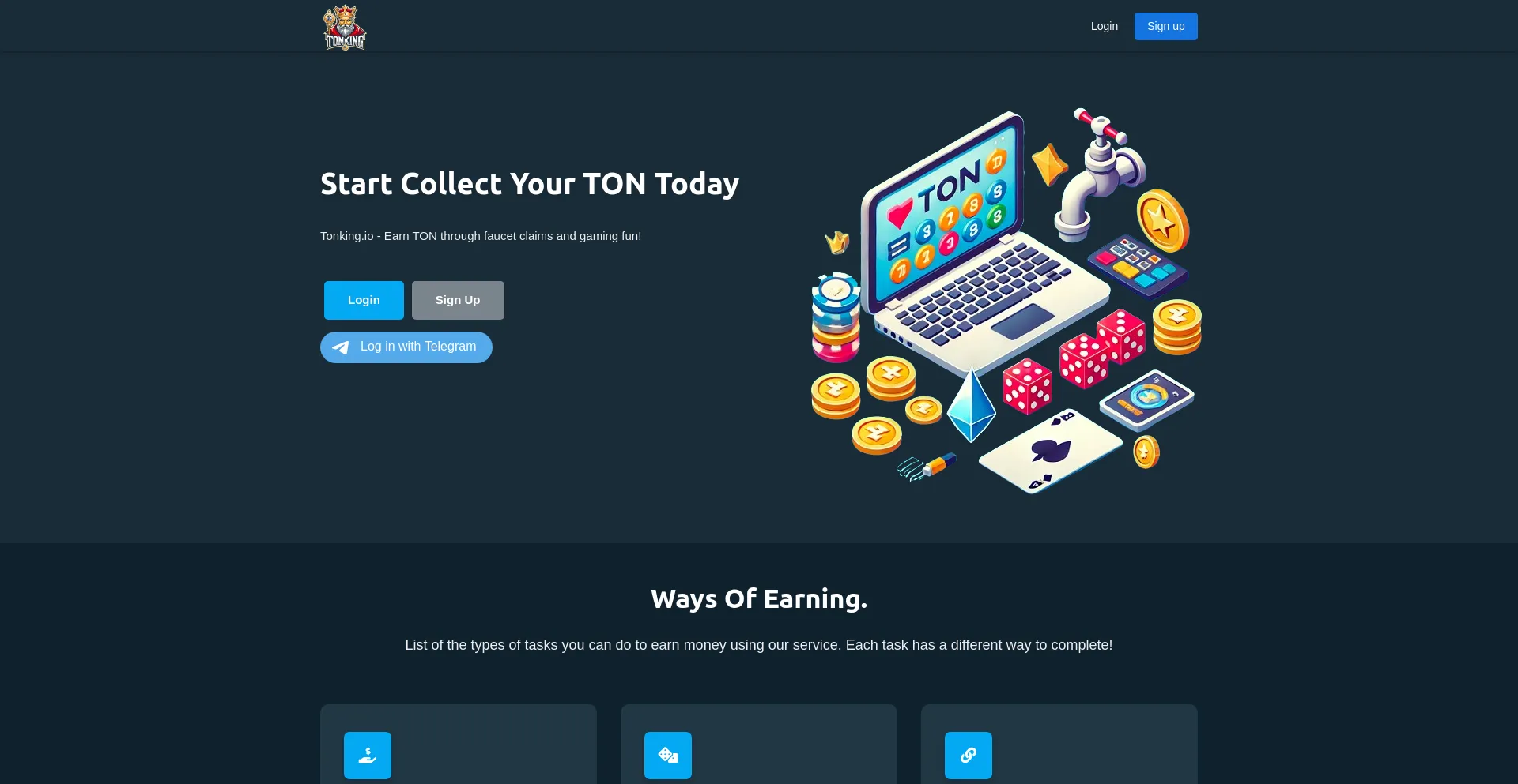 Website screenshot of Tonking.io