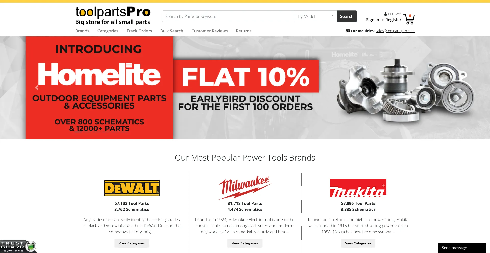 Toolpartspro.com Screenshot