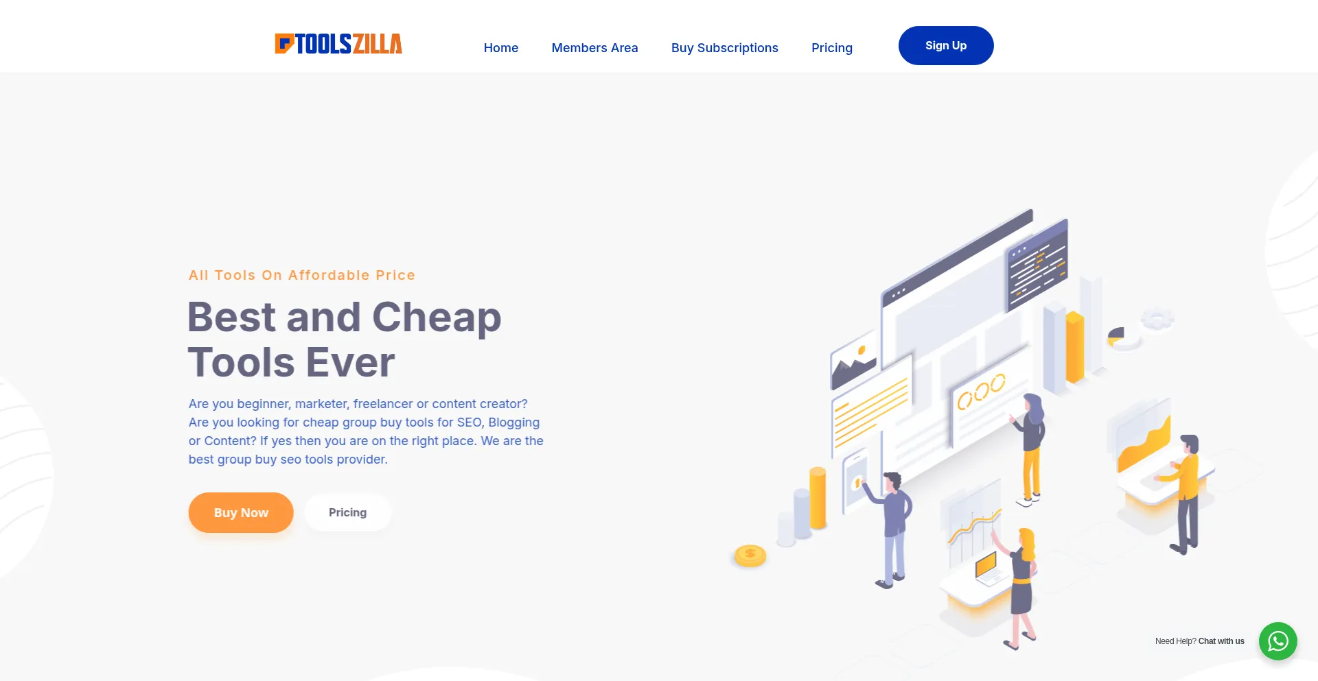 Website screenshot of Toolszilla.net