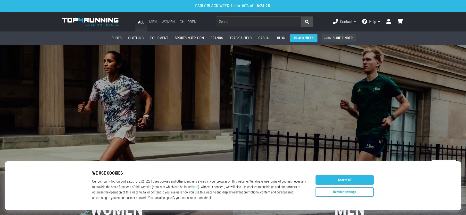 Website screenshot of Top4running.ie