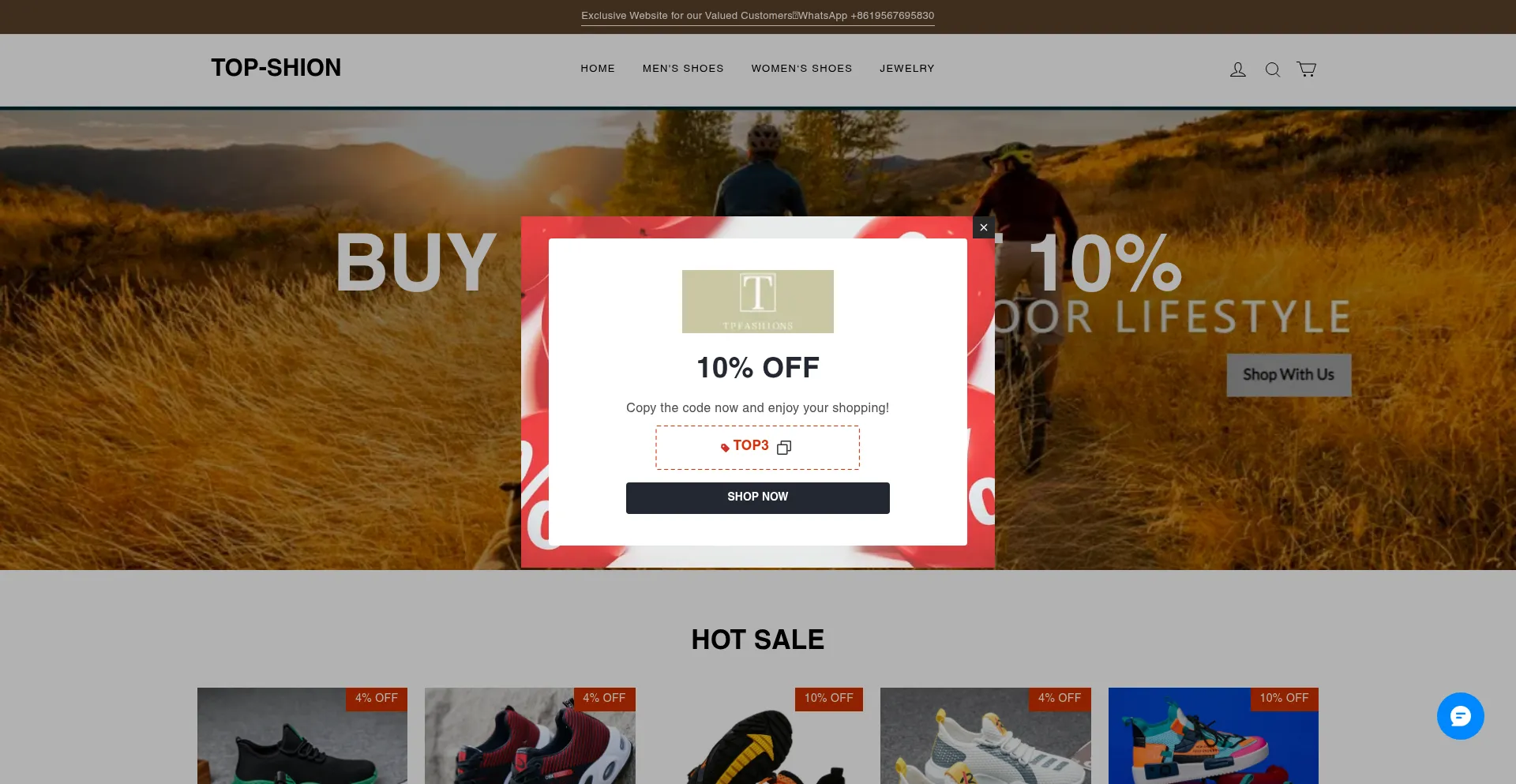 Website screenshot of Top-shion.com
