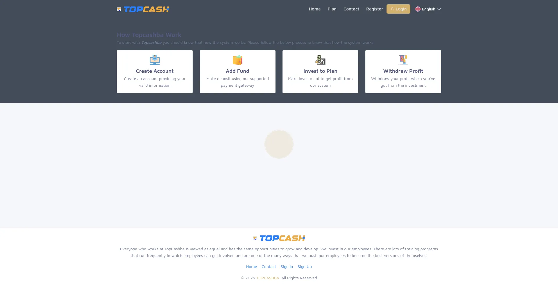 Website screenshot of Topcashba.com