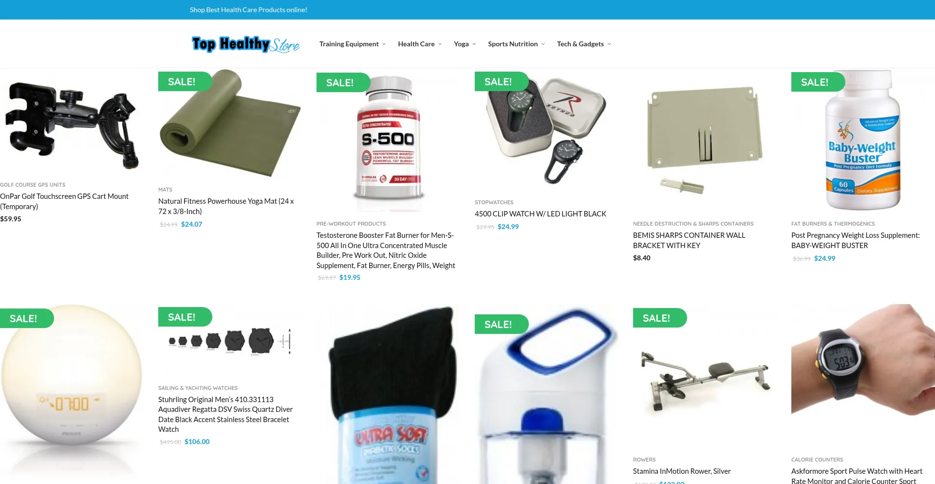 Website screenshot of Tophealthystore.com