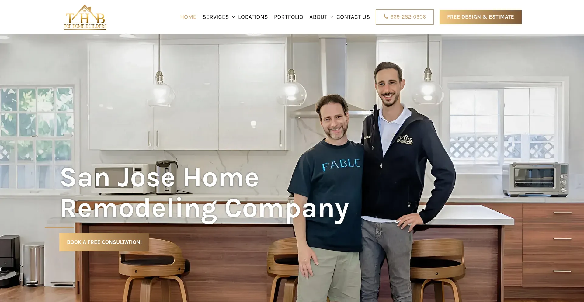 Website screenshot of Tophomebuildersinc.com