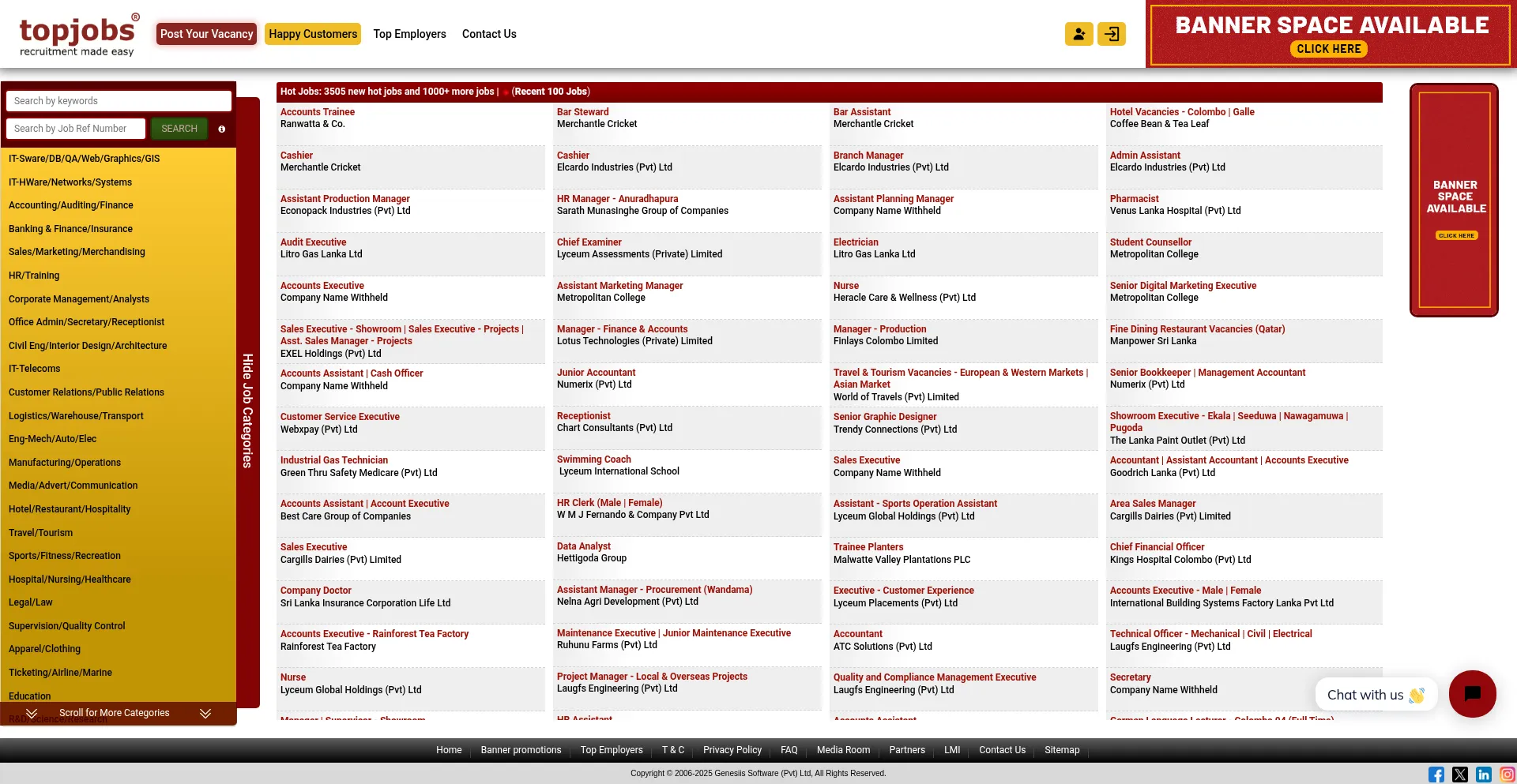 Website screenshot of Topjobs.lk