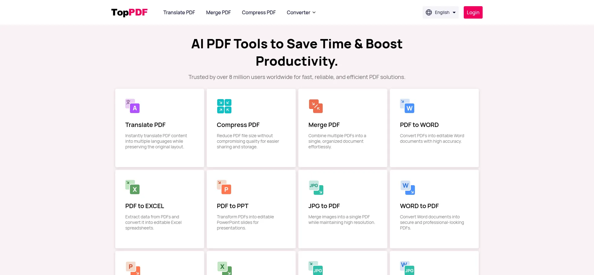 Website screenshot of Toppdf.co