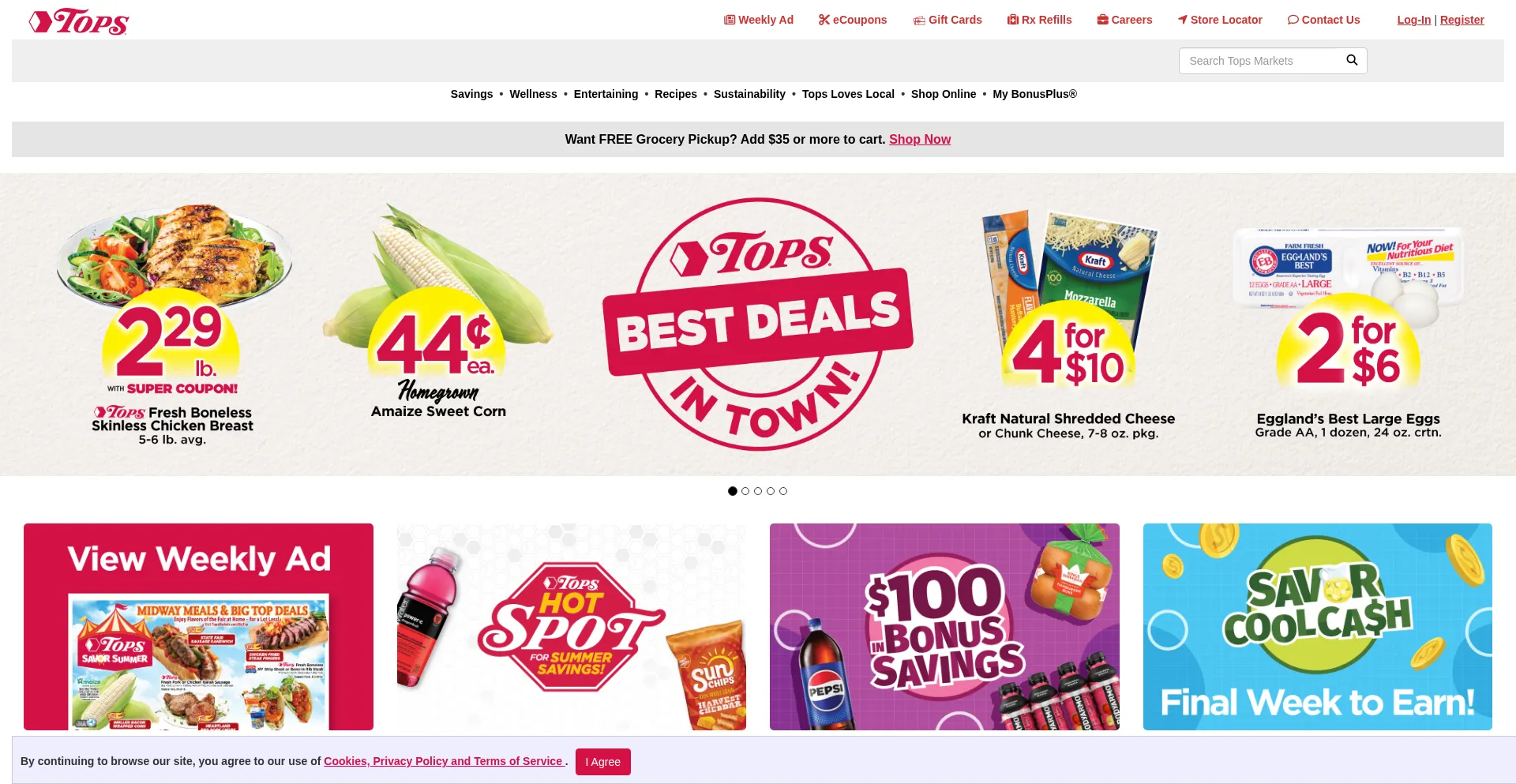 Website screenshot of Topsmarkets.com