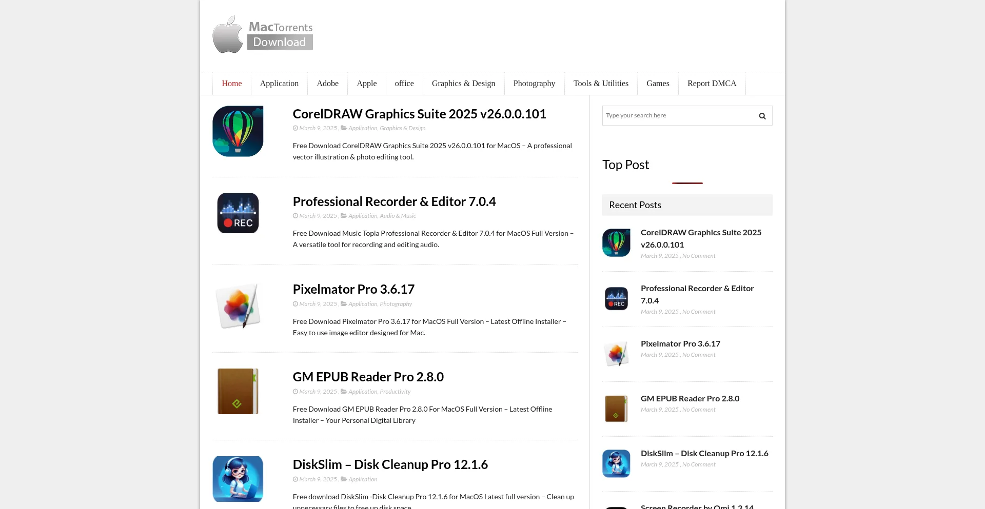 Website screenshot of Torrentmac.net