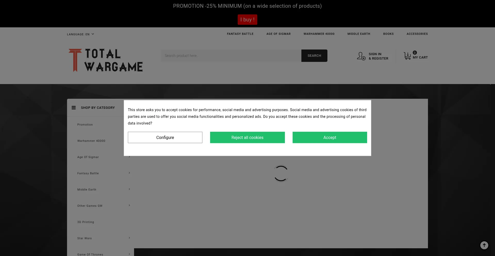 Website screenshot of Totalwargame.com