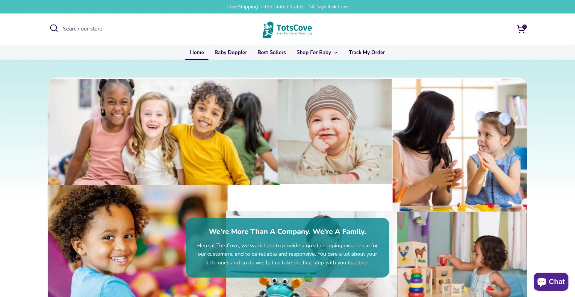 Website screenshot of Totscove.com
