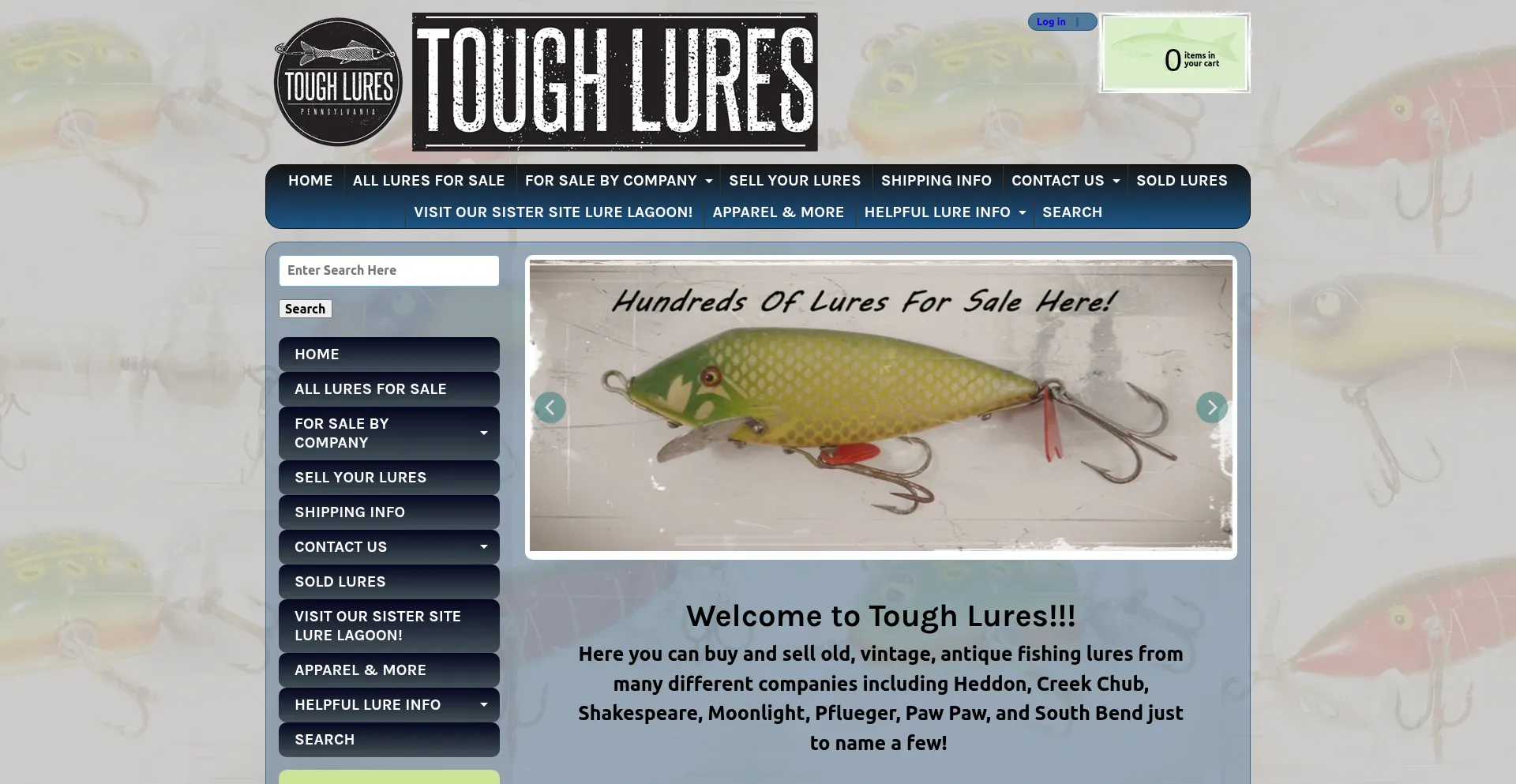 Website screenshot of Toughlures.com