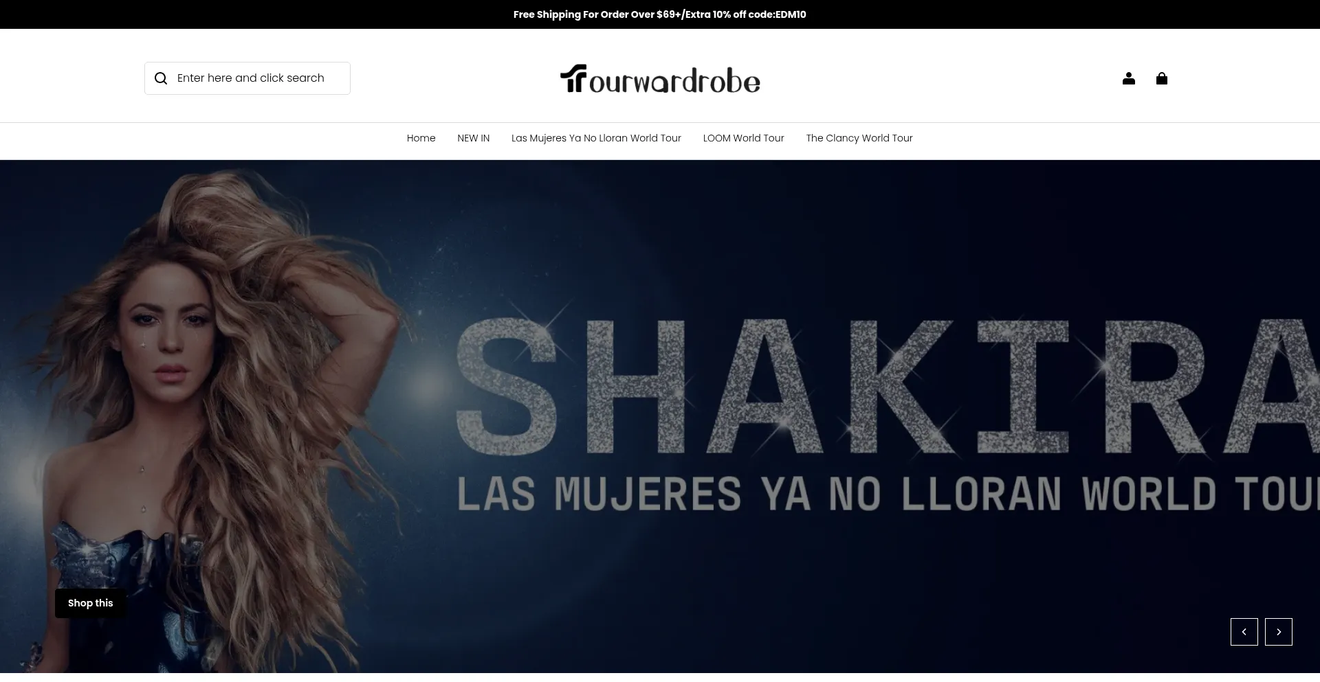 Website screenshot of Tourwardrobe.com