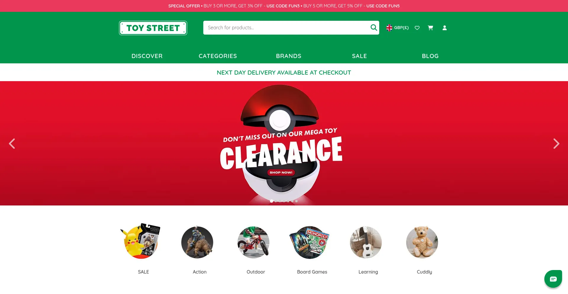 Website screenshot of Toystreet.co.uk