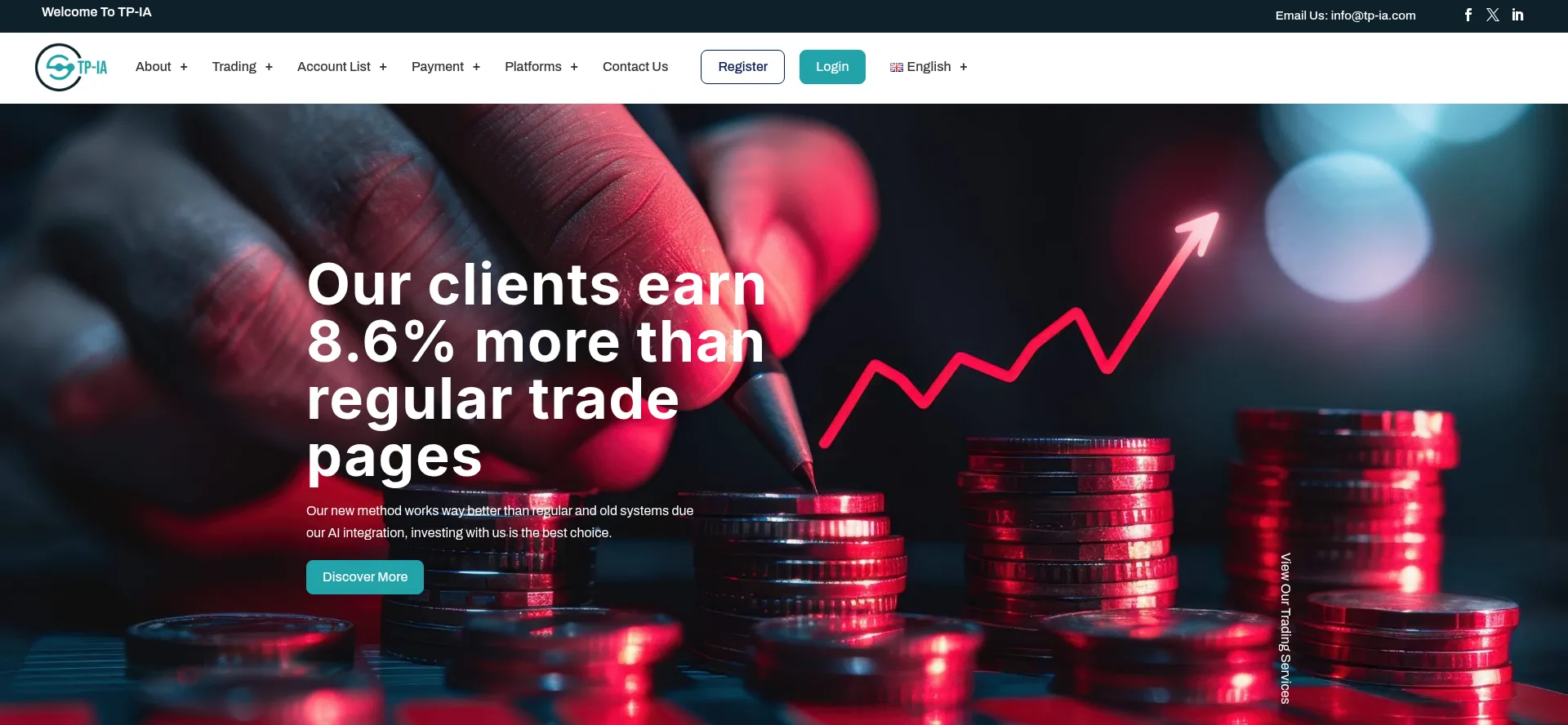 Website screenshot of Tp-ia.com