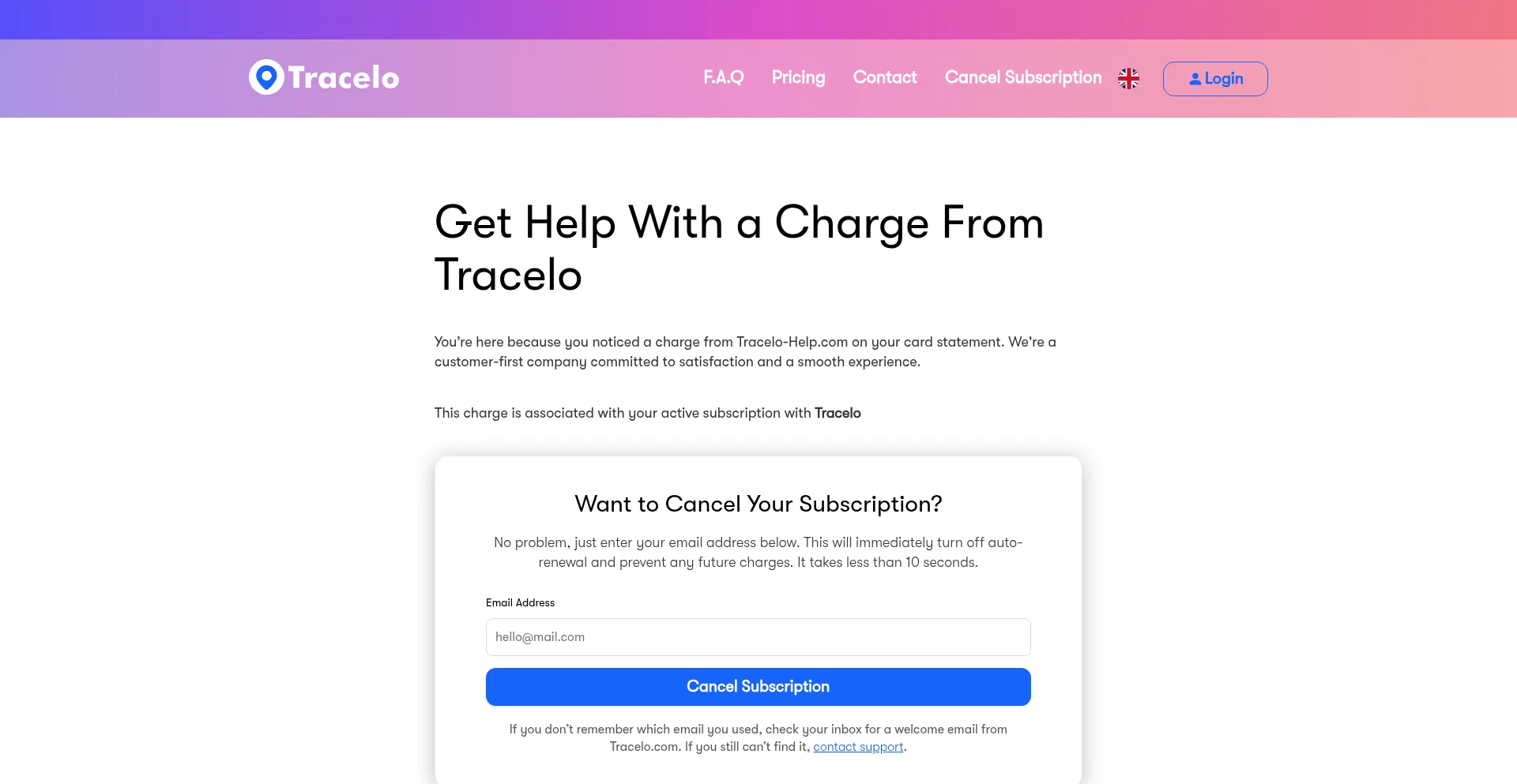 Tracelo-help.com Screenshot