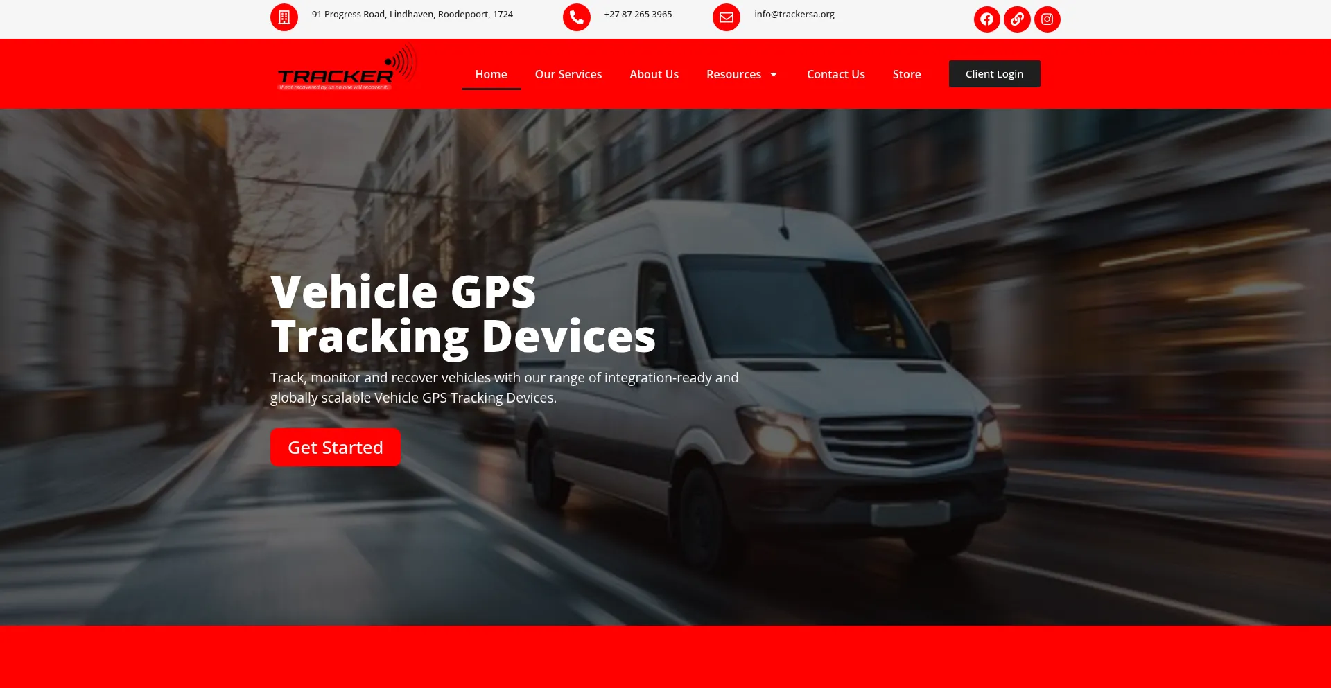 Website screenshot of Tracksa.org