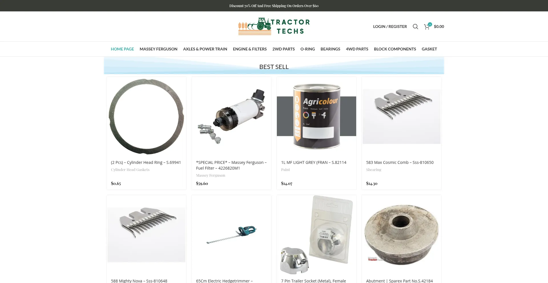 Website screenshot of Tractortechs.com