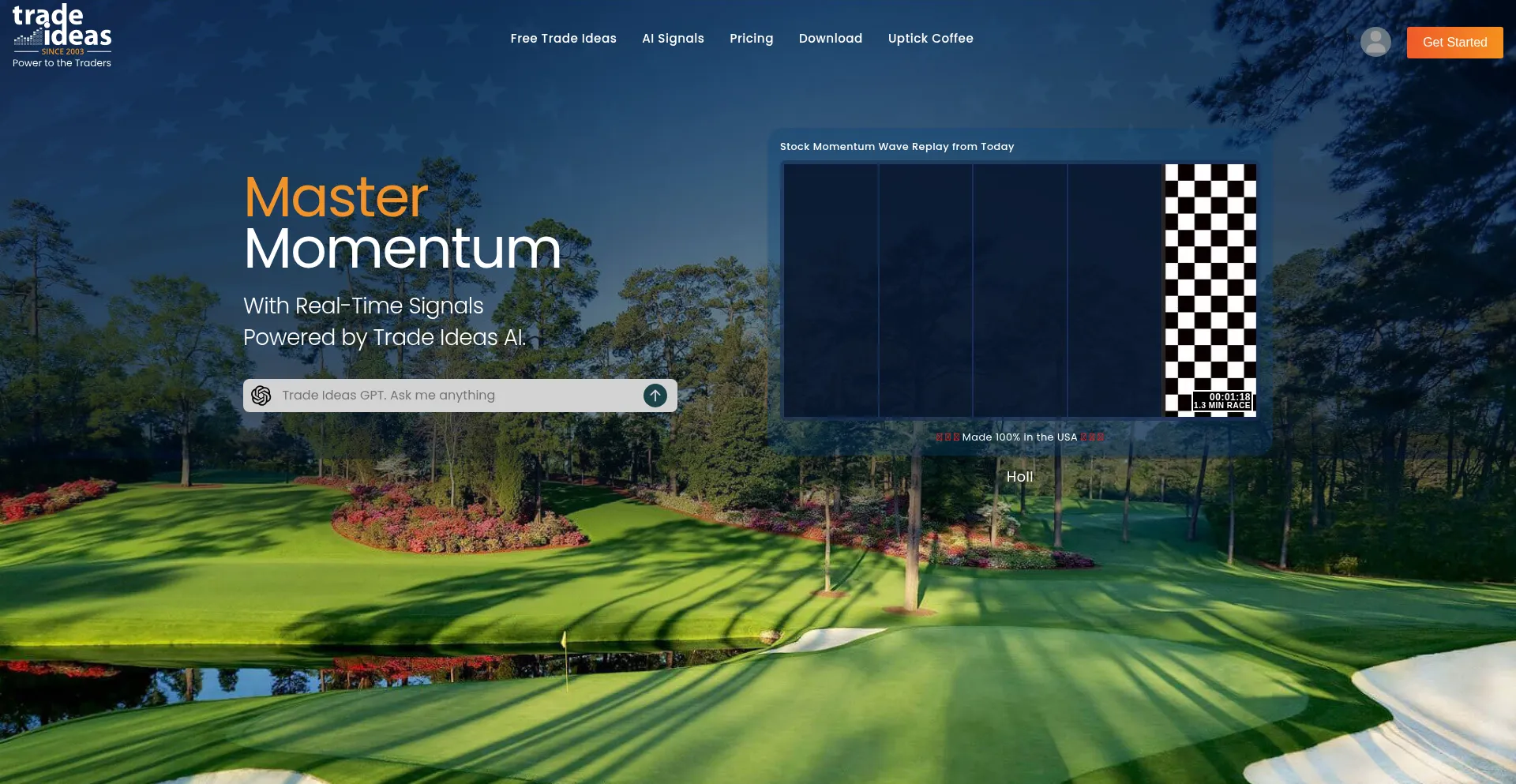 Website screenshot of Trade-ideas.com