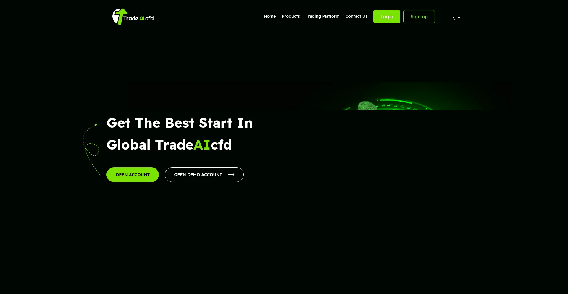 Website screenshot of Tradeaicfd.com