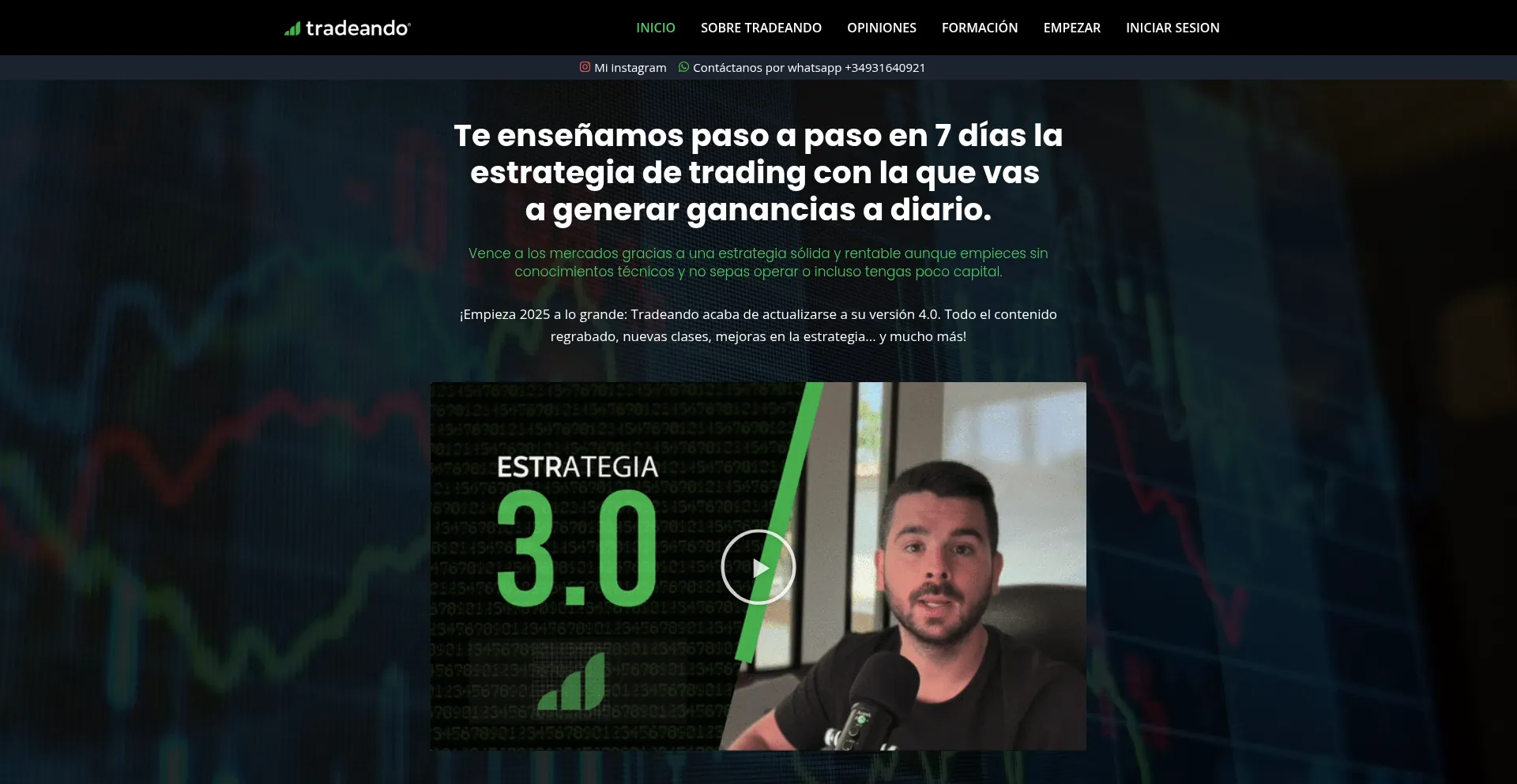 Website screenshot of Tradeando.net