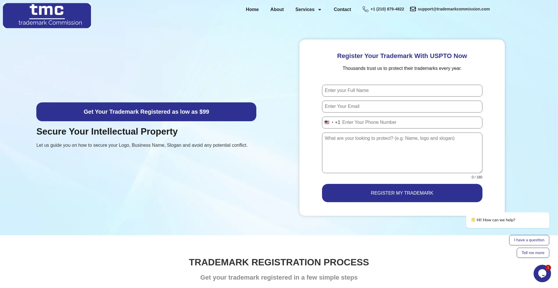 Website screenshot of Trademarkcommission.com