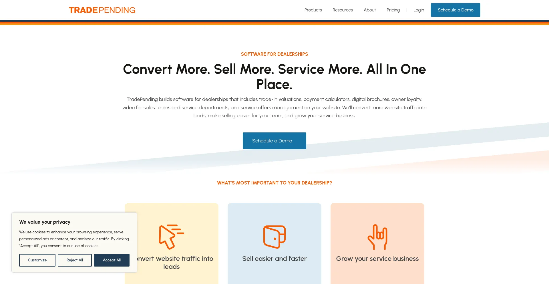 Website screenshot of Tradepending.com